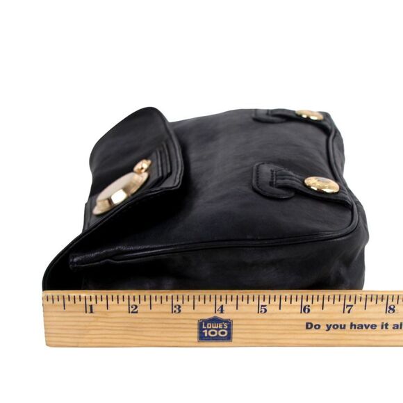 Gustto SOFT BLACK GENUINE LEATHER FLAP LOGO CLUTCH HANDBAG WALLET PURSE - Picture 16 of 16